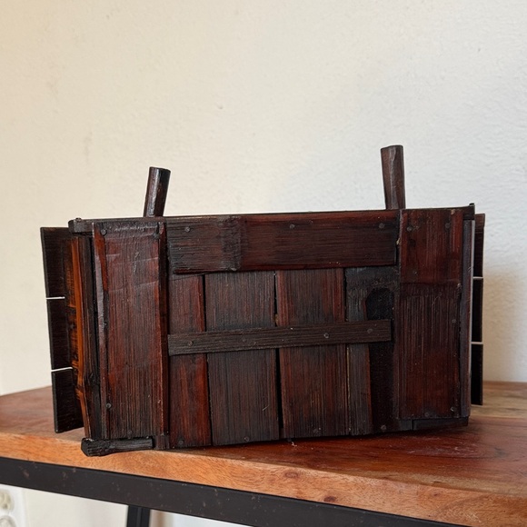 Handmade Rustic Stained Wooden Birdhouse With Tray Three Hole - Picture 10 of 13